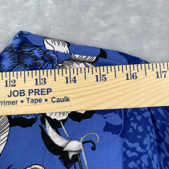 JM Collection Top Women Plus 2X Blue Kona Bloom Floral Rhinestones Sheer Sleeves - Picture 8 of 15